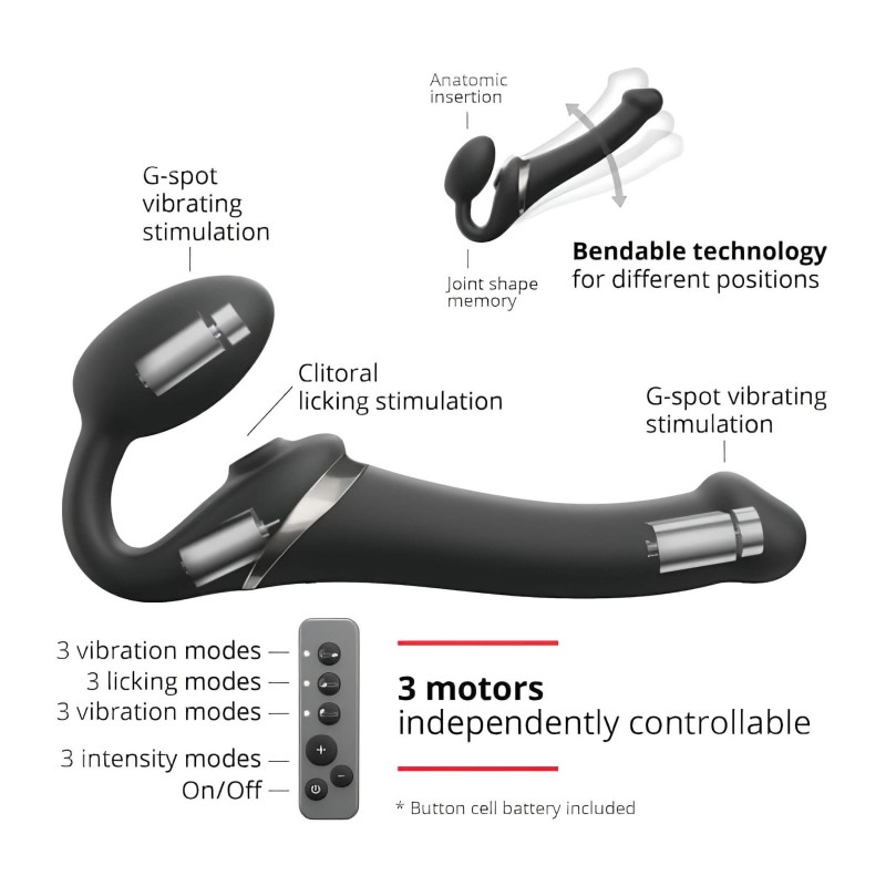 Strap-on-me S - felcsatolható, léghullámos vibrátor - (fekete) 104241 termék bemutató kép
