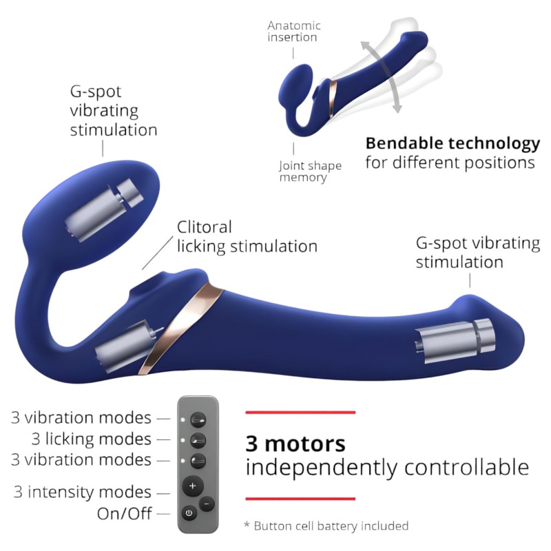 Strap-on-me S - felcsatolható, léghullámos vibrátor - (kék) 104253 termék bemutató kép