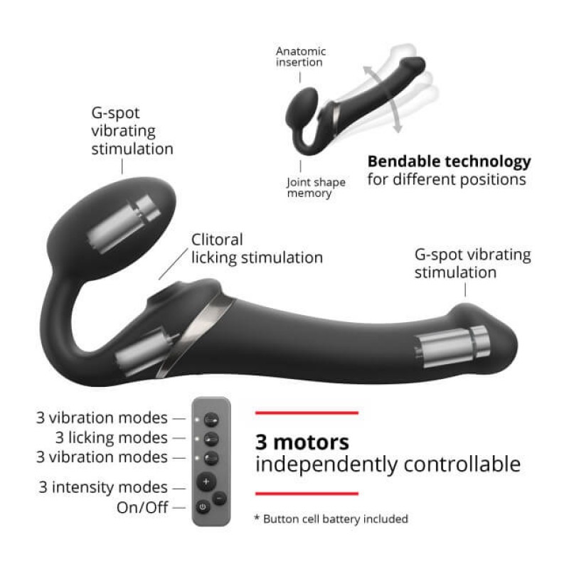 Strap-on-me S - felcsatolható, léghullámos vibrátor - (fekete) 81022 termék bemutató kép