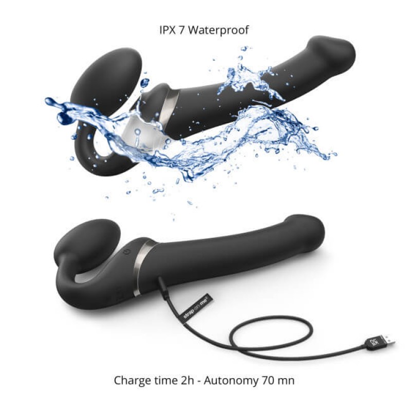 Strap-on-me S - felcsatolható, léghullámos vibrátor - (fekete) 65879 termék bemutató kép