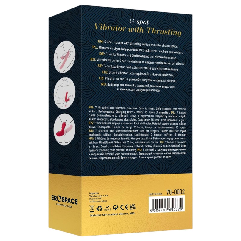 Erospace Sweet Play - 2in1 lökő és csiklóizgató vibrátor (piros) 152699 termék bemutató kép