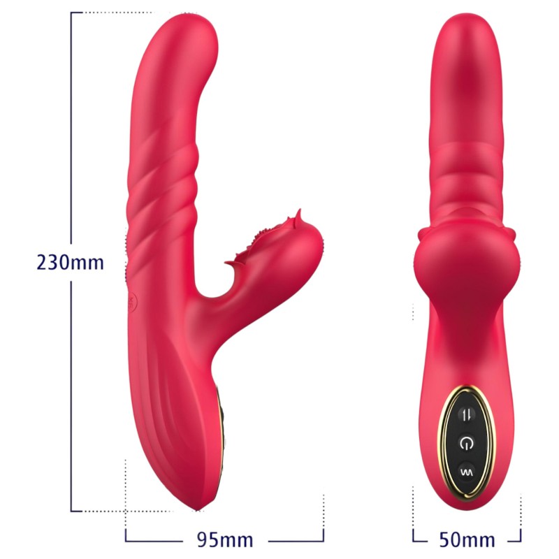 Erospace Sweet Play - 2in1 lökő és csiklóizgató vibrátor (piros) 152705 termék bemutató kép