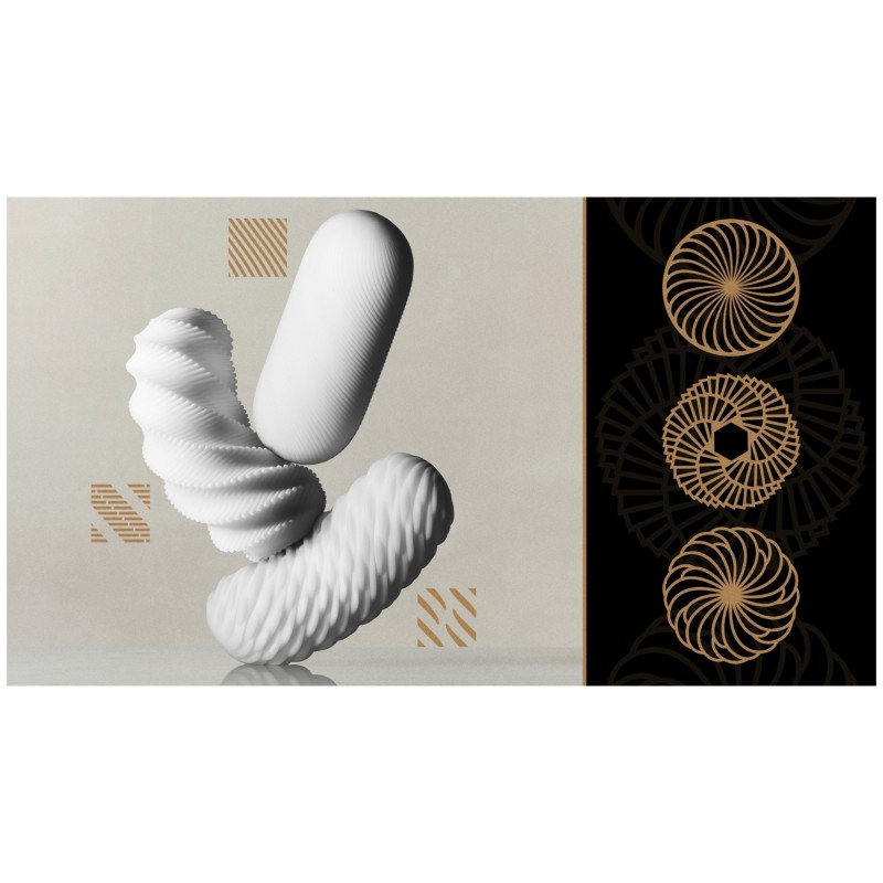 TENGA 3Dx Flow - hullámos mintás maszturbátor (fehér) 148452 termék bemutató kép