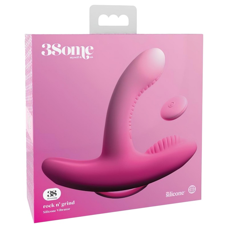 Threesome Rock N Grind - G-pont és csiklóvibrátor távirányítóval (rózsaszín) 154066 termék bemutató kép