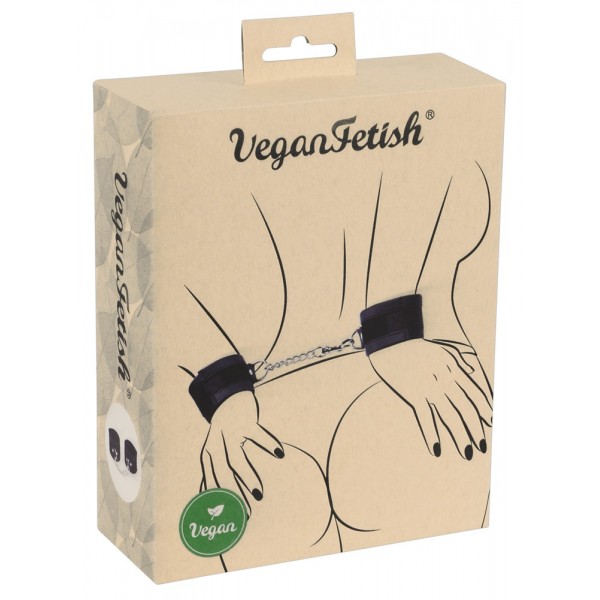 Vegan Fetish - csukló bilincs rövid lánccal (fekete)