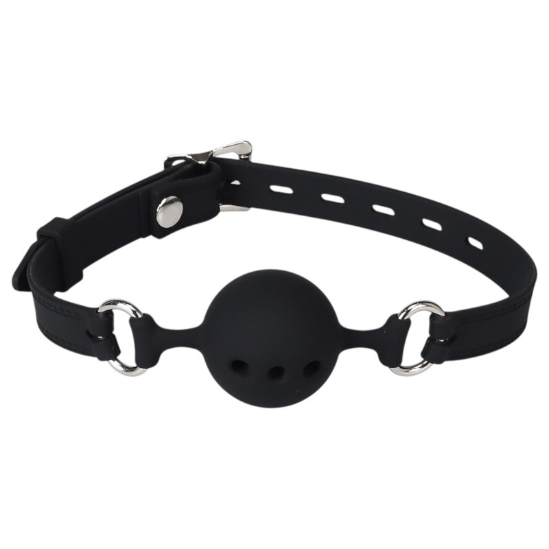 Erospace Wild Play - szilikon szájpecek BDSM játékhoz (fekete) 164071 termék bemutató kép