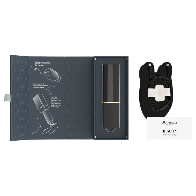 Womanizer Beauty - rúzs alakú léghullámos csiklóizgató (fekete) 147884 termék bemutató kép
