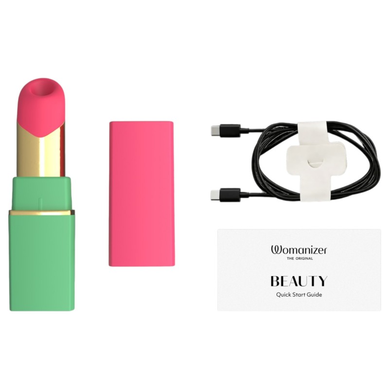 Womanizer Beauty - rúzs alakú léghullámos csiklóizgató (zöld) 147876 termék bemutató kép