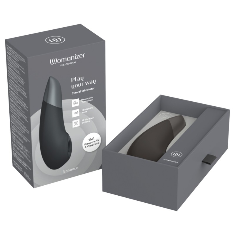 Womanizer Enhance 2in1 léghullámos csiklószívó + vibrátor (fekete) 140684 termék bemutató kép