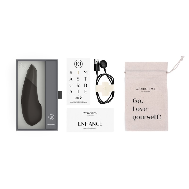 Womanizer Enhance 2in1 léghullámos csiklószívó + vibrátor (fekete) 144878 termék bemutató kép