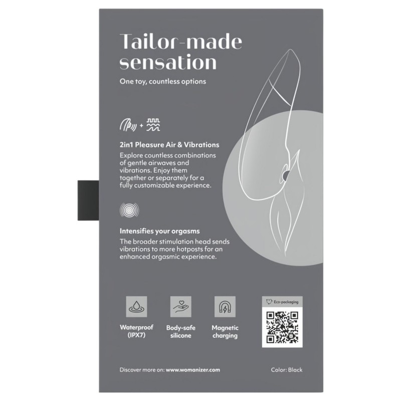 Womanizer Enhance 2in1 léghullámos csiklószívó + vibrátor (fekete) 144879 termék bemutató kép