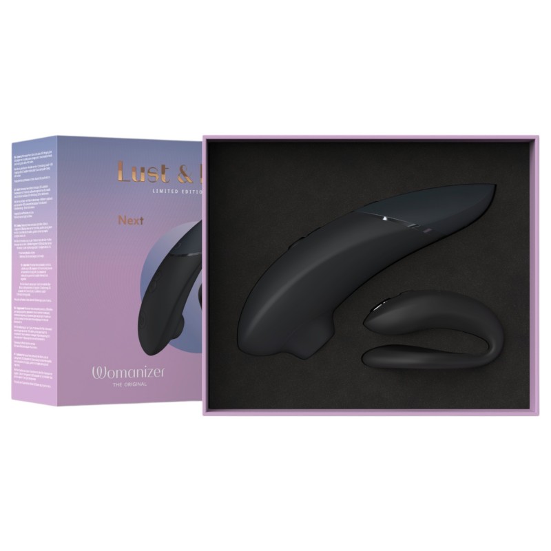 Womanizer Lust&Luxury - csikló- és párvibrátor szett (fekete) 122410 termék bemutató kép