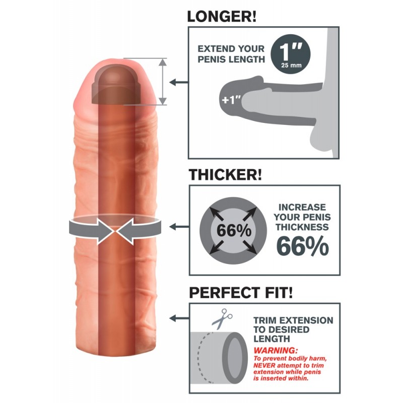 X-TENSION Mega 1 - élethű péniszköpeny (17,7cm) - natúr 51258 termék bemutató kép