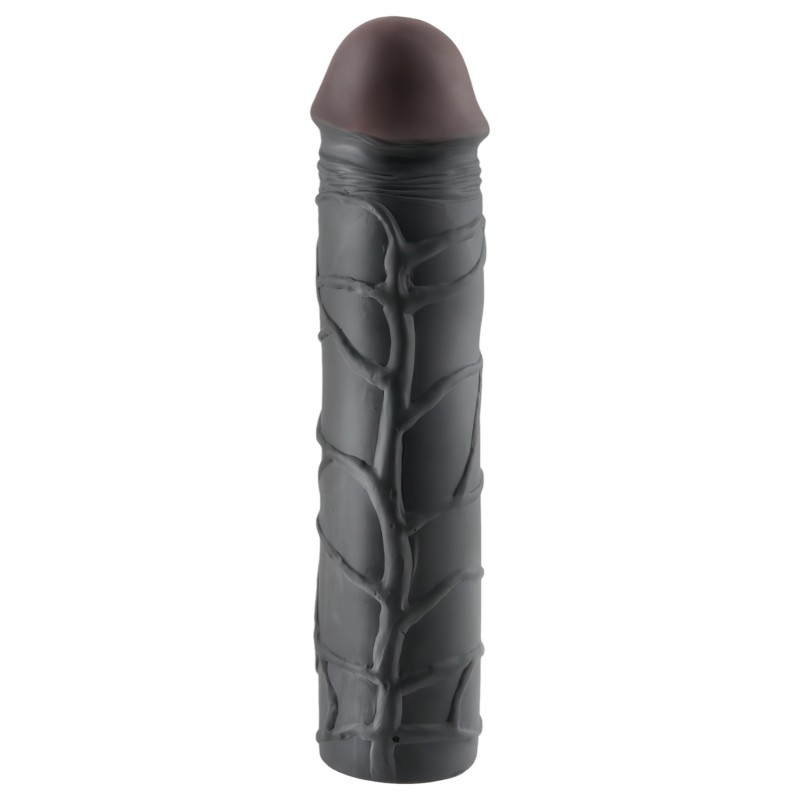 Pipedream - X-TENSION Mega 3 - élethű péniszköpeny (22,8 cm, fekete) 131279 termék bemutató kép