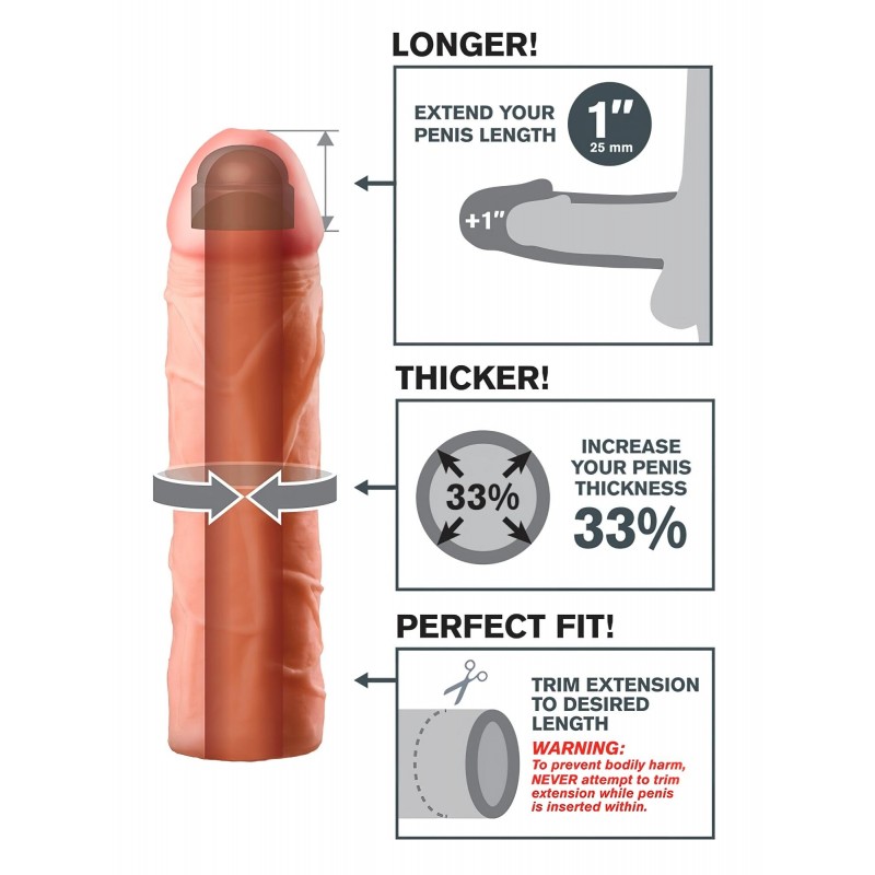 Pipedream - X-TENSION Perfect 1 - élethű péniszköpeny (17,7 cm, natúr) 131522 termék bemutató kép