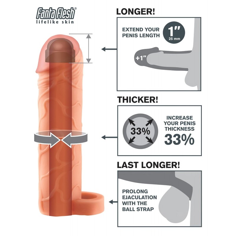 Pipedream X-TENSION Perfect 1 - heregyűrűs péniszköpeny (17,7 cm, natúr) 131498 termék bemutató kép
