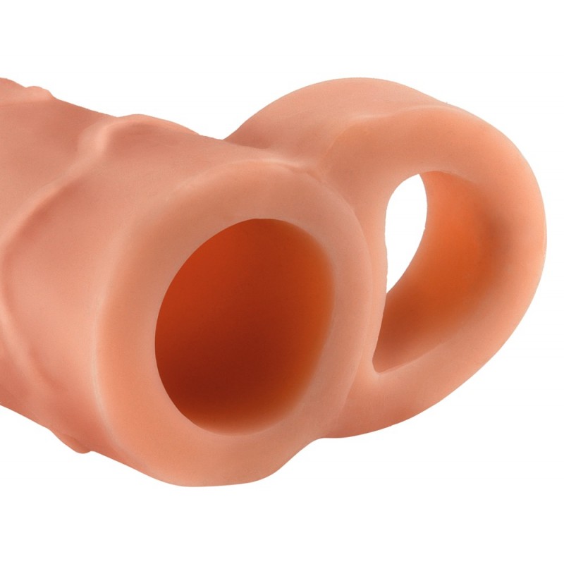 X-TENSION Perfect 2 - heregyűrűs péniszköpeny (19cm) - natúr 51293 termék bemutató kép