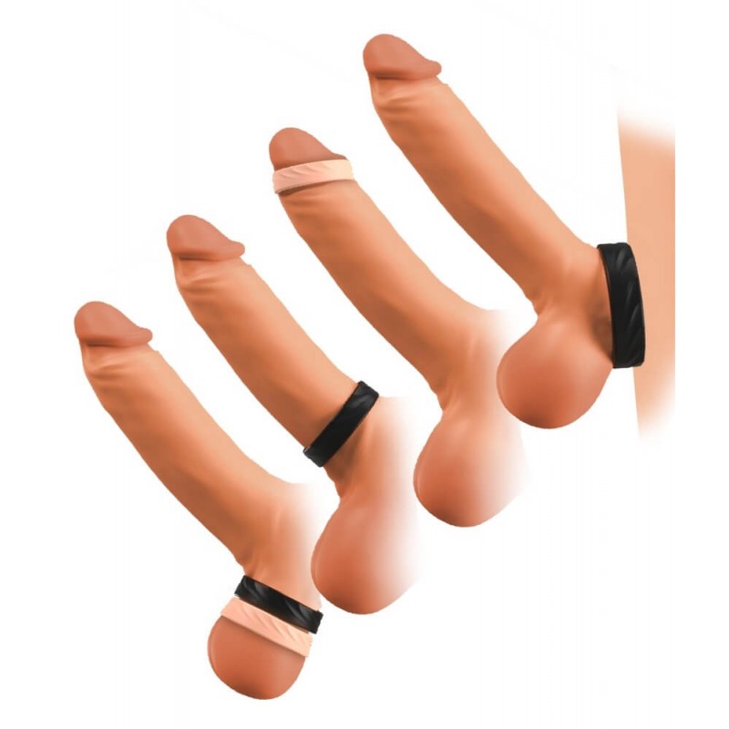 You2Toys 4in1 - pénisz- és heregyűrű szett (natúr-fekete) 90482 termék bemutató kép