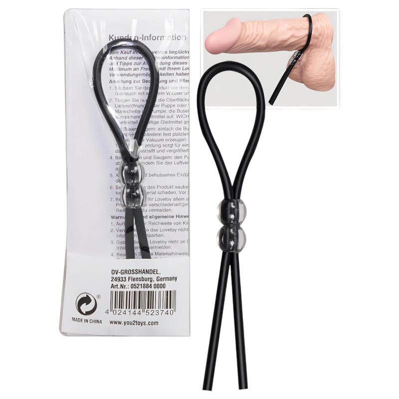 You2Toys - Állítható, gyöngyös péniszgyűrű (fekete) 108486 termék bemutató kép