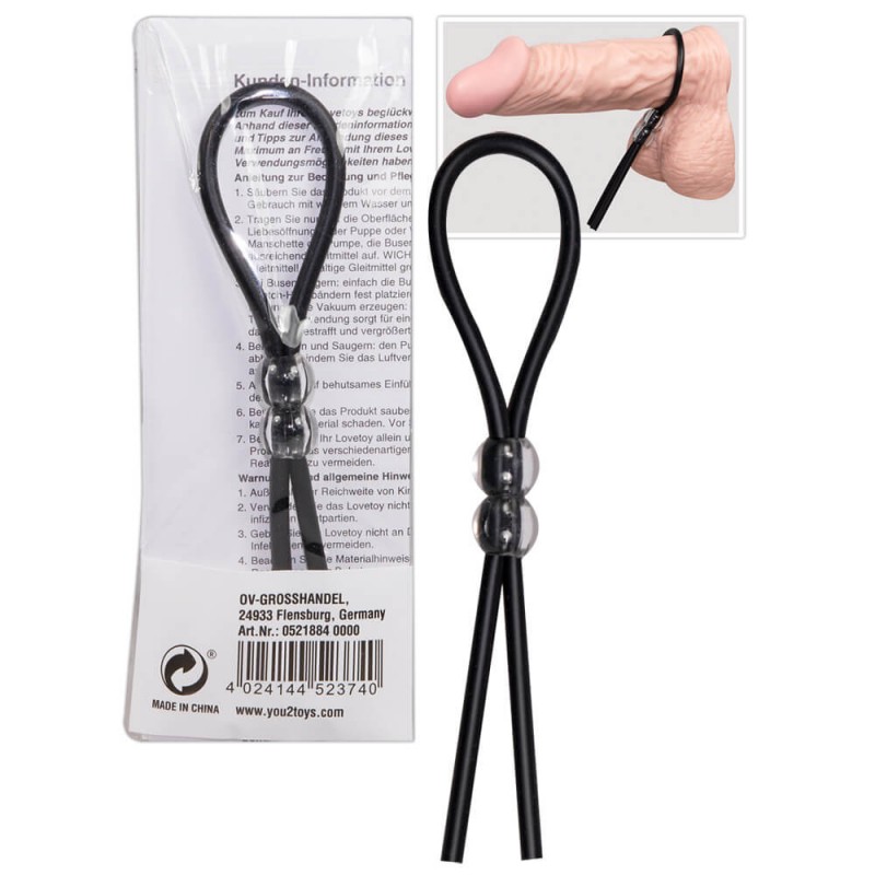 You2Toys - Állítható, gyöngyös péniszgyűrű (fekete) 67317 termék bemutató kép
