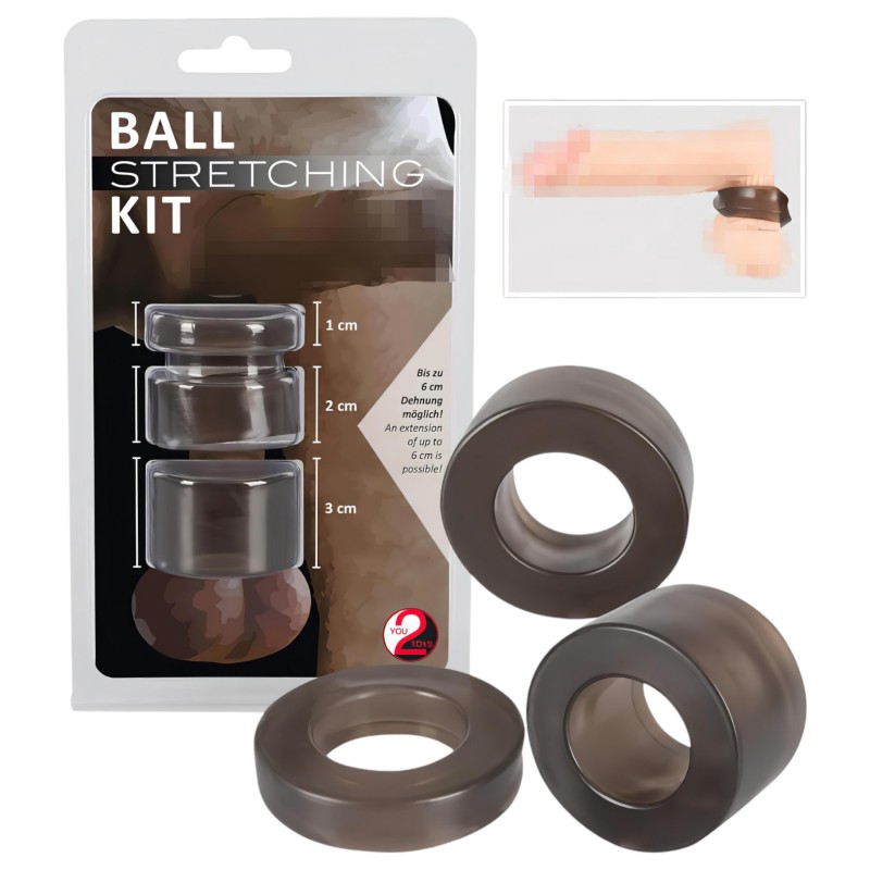 You2Toys - Ball - pénisz- heregyűrű és nyújtó szett - (fekete) 152735 termék bemutató kép