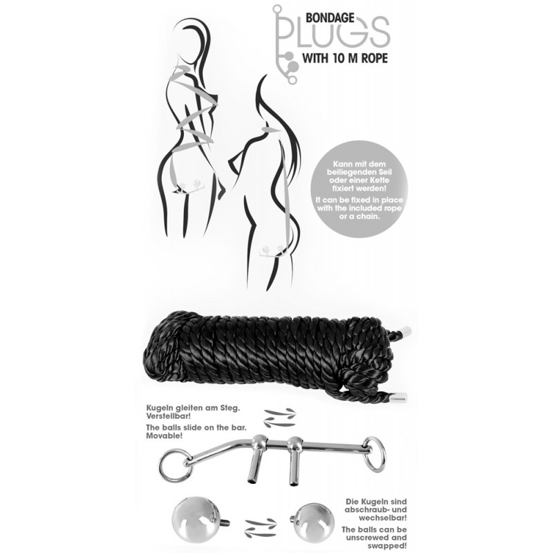 You2Toys Bondage anál plug (149g) + BDSM kötél (10m) 62479 termék bemutató kép