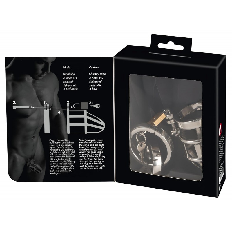 You2Toys - Chastity Cage - fém pénisz ketrec, lakattal 118271 termék bemutató kép