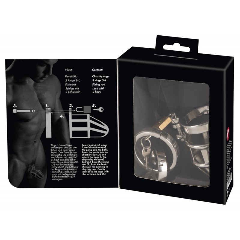 You2Toys - Chastity Cage - fém pénisz ketrec, lakattal 62213 termék bemutató kép
