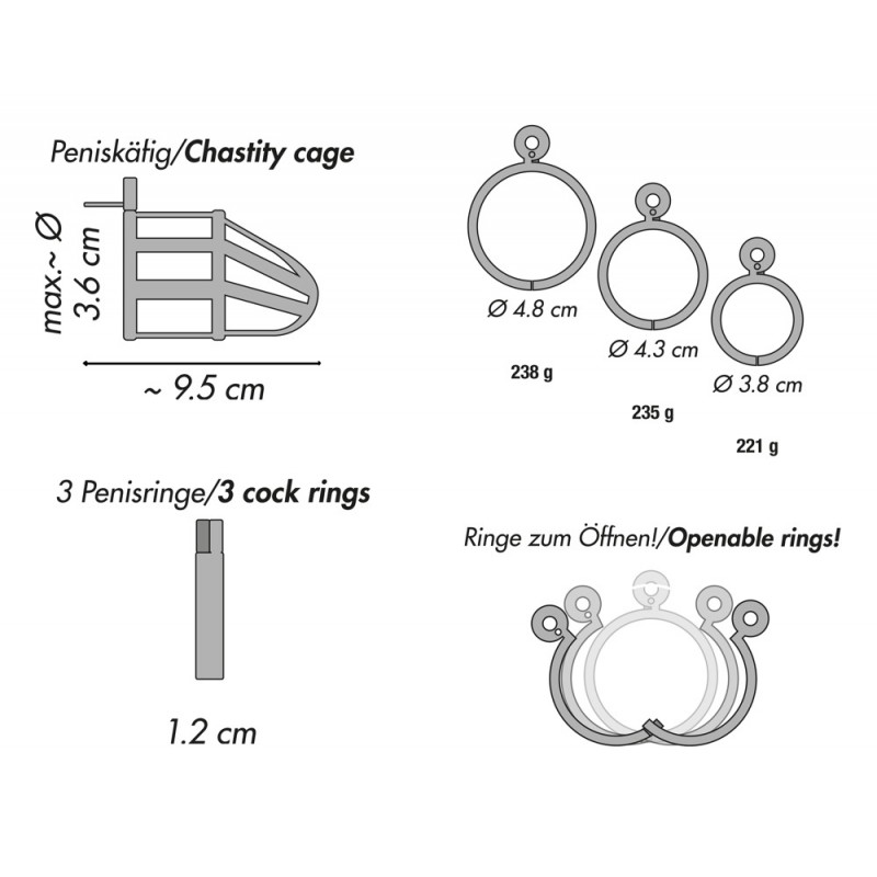 You2Toys - Chastity Cage - fém pénisz ketrec, lakattal 62222 termék bemutató kép
