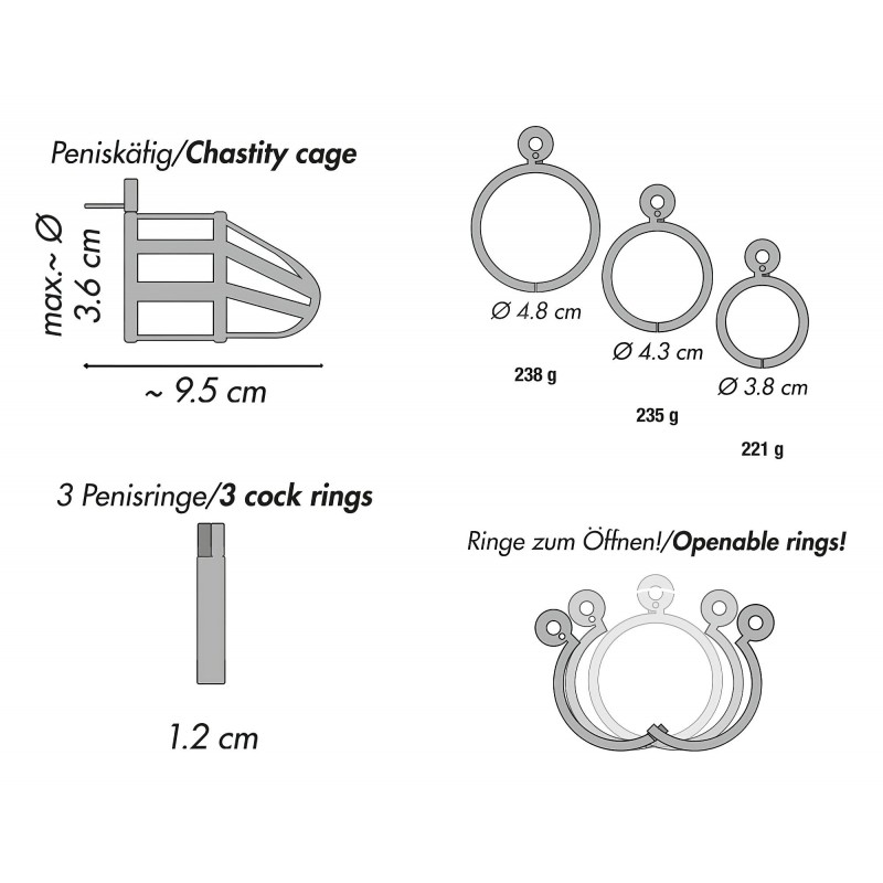 You2Toys Chastity Cage - fém péniszketrec lakattal, férfi erényöv 158560 termék bemutató kép