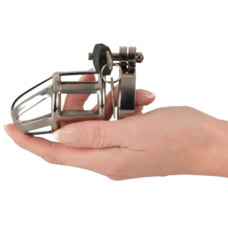 You2Toys Chastity Cage - fém péniszketrec lakattal, férfi erényöv 158555 termék bemutató kép