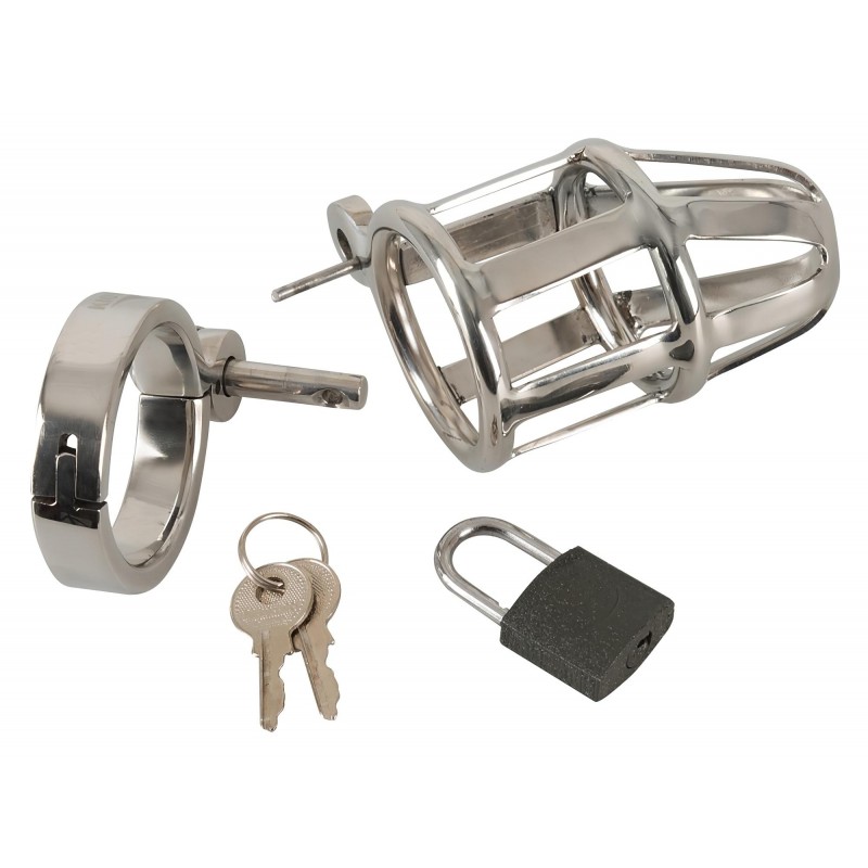 You2Toys Chastity Cage - fém péniszketrec lakattal, férfi erényöv 158558 termék bemutató kép