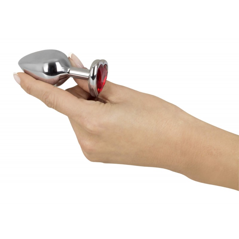 You2Toys - Diamond - 85g-os alumínium anál plug (ezüst-piros) 61798 termék bemutató kép