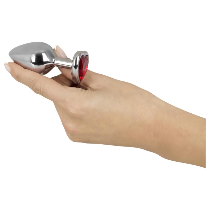 You2Toys - Diamond - 85g-os alumínium anál plug (ezüst-piros) 98791 termék bemutató kép