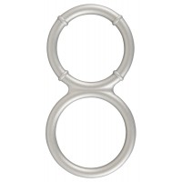 You2Toys - fém hatású dupla szilikon pénisz- és heregyűrű (ezüst) 74835 termék bemutató kép