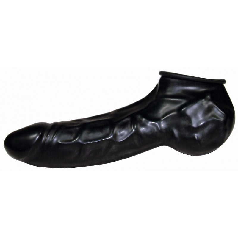 You2Toys - Latex pénisz-és hereköpeny (fekete) - Be Bizarre 60715 termék bemutató kép