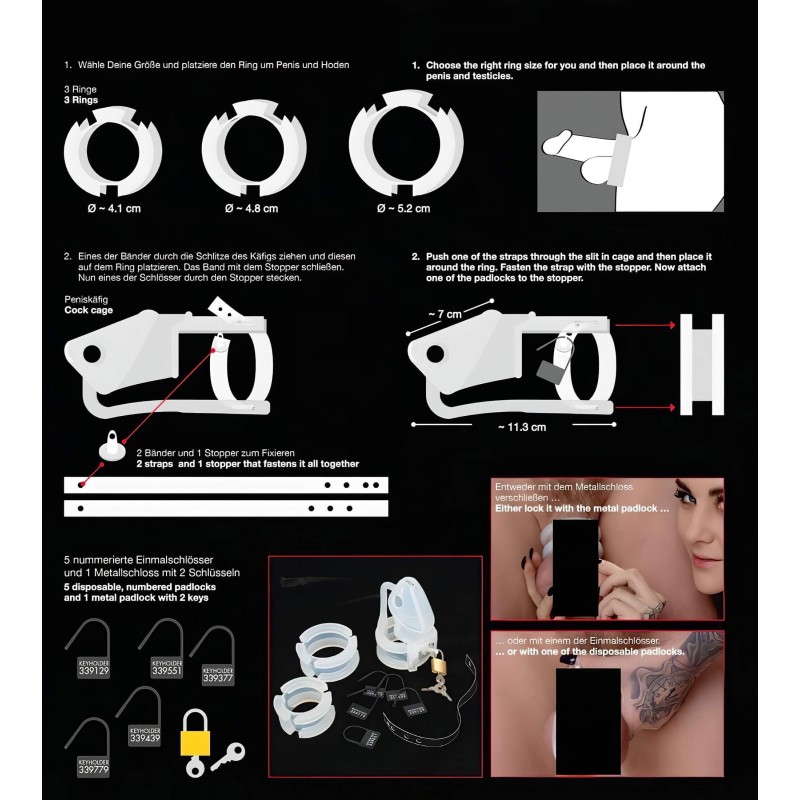 You2Toys - Peniscage - szilikon pénisz ketrec (fehér) 118269 termék bemutató kép