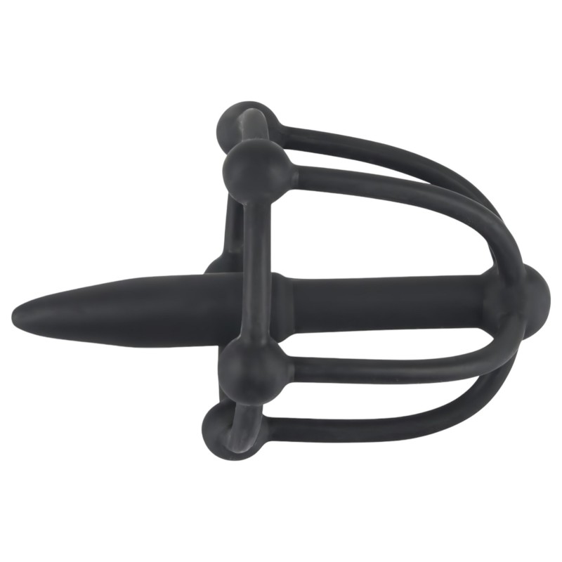 You2Toys - Penisplug - szilikon makk ketrec dilátorral (fekete) 136555 termék bemutató kép
