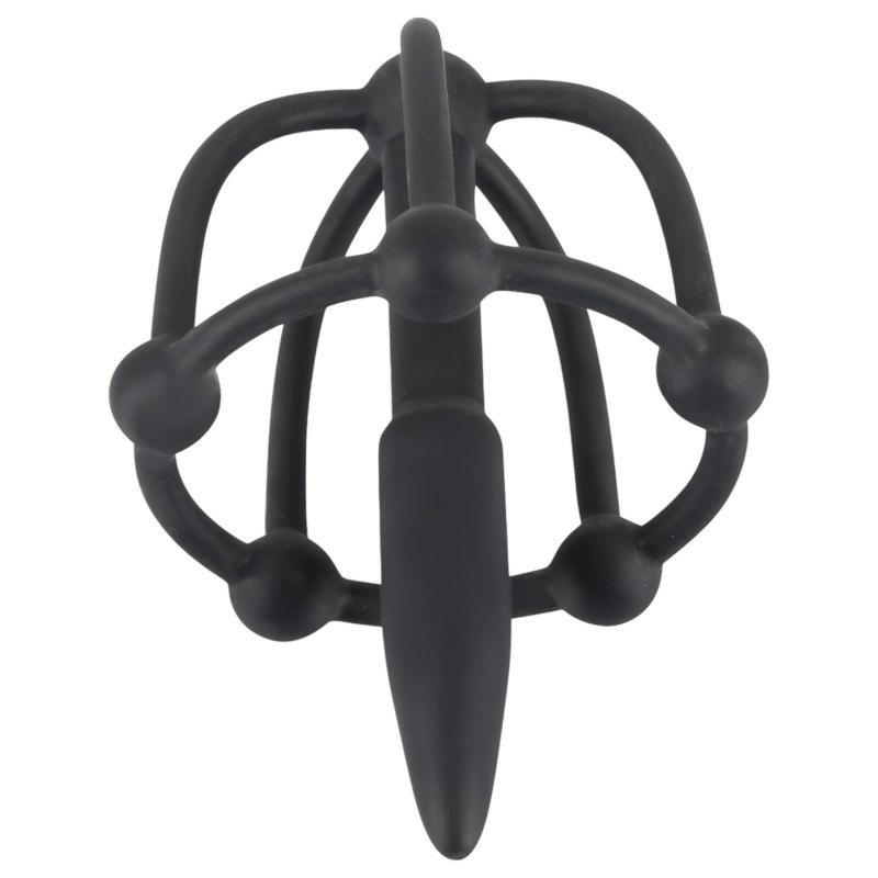 You2Toys - Penisplug - szilikon makk ketrec dilátorral (fekete) 136557 termék bemutató kép