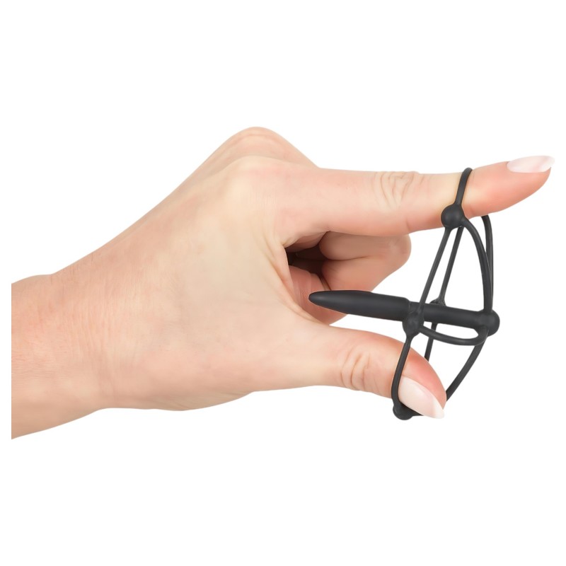 You2Toys - Penisplug - szilikon makk ketrec dilátorral (fekete) 136559 termék bemutató kép
