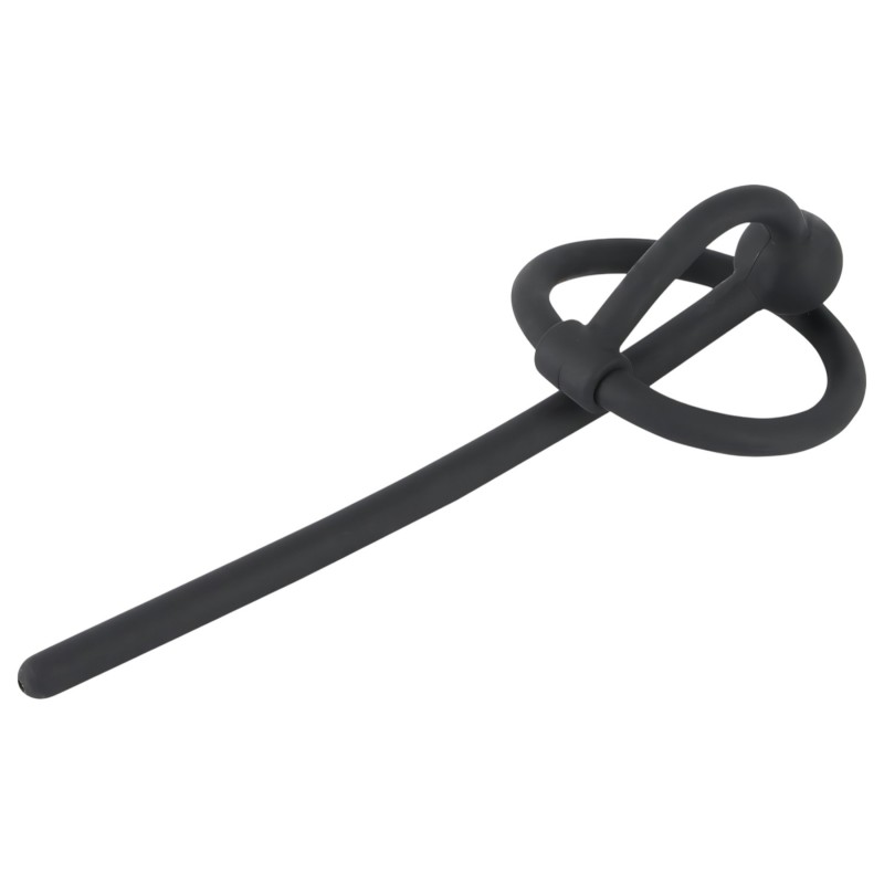 You2Toys - Penisplug - szilikon makkgyűrű üreges dilátorrall (fekete) 136515 termék bemutató kép