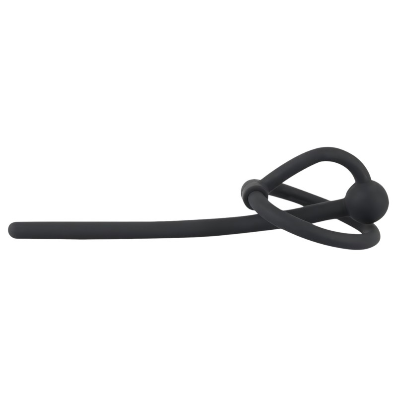 You2Toys - Penisplug - szilikon makkgyűrű üreges dilátorrall (fekete) 136516 termék bemutató kép