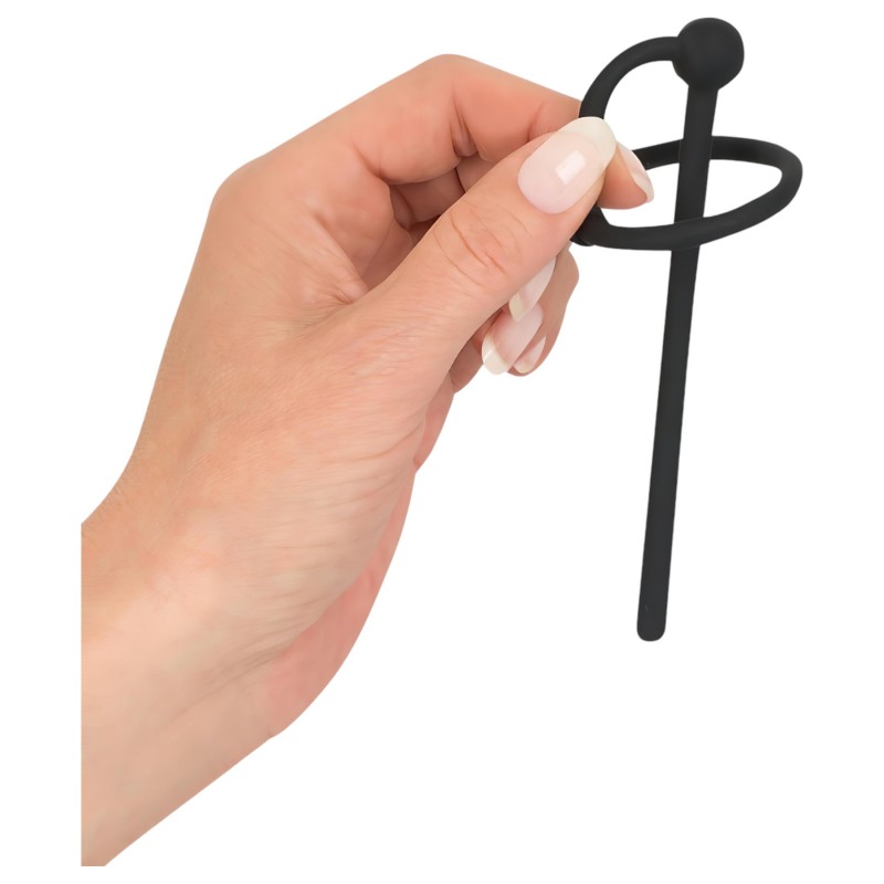 You2Toys - Penisplug - szilikon makkgyűrű üreges dilátorrall (fekete) 136517 termék bemutató kép