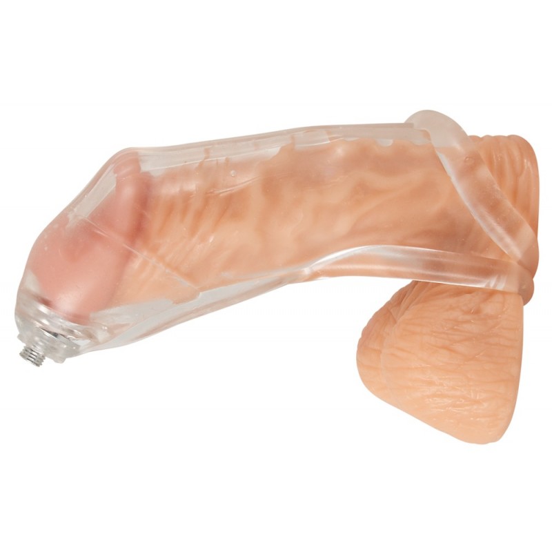 You2Toys Piss Play Sleeve - péniszfeltét kivezető csővel (átlátszó) 71391 termék bemutató kép