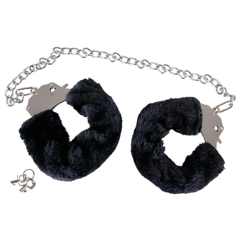 You2Toys - plüss szexbilincs hosszú lánccal (fekete) 157402 termék bemutató kép