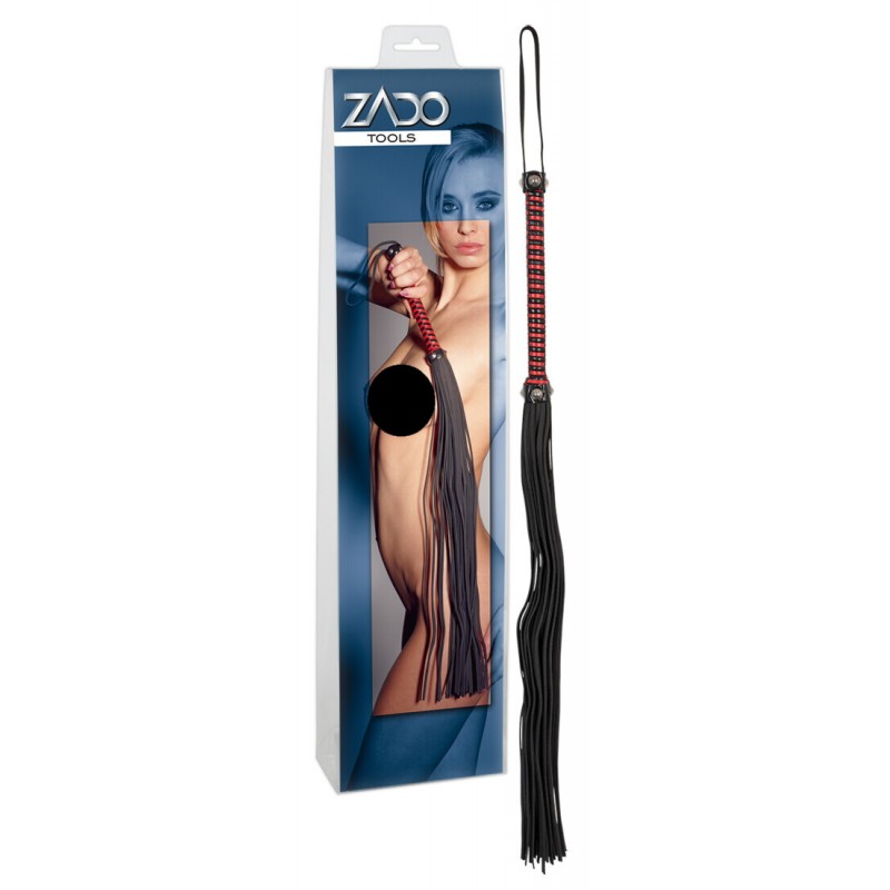 ZADO - hosszú bőr korbács (fekete) 78515 termék bemutató kép