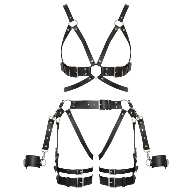ZADO - többrészes bőr harness szett bilinccsel - fekete 151816 termék bemutató kép